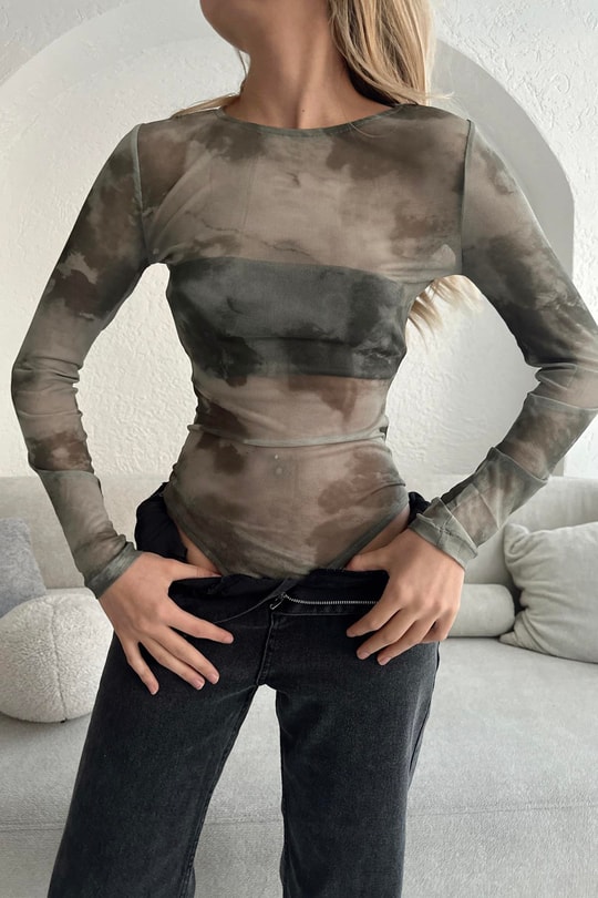 Wild Transparan Bodysuit Haki