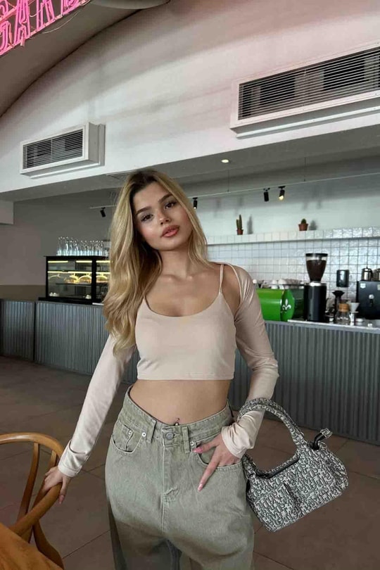 Bolero Detay İp Askılı Bluz Taş