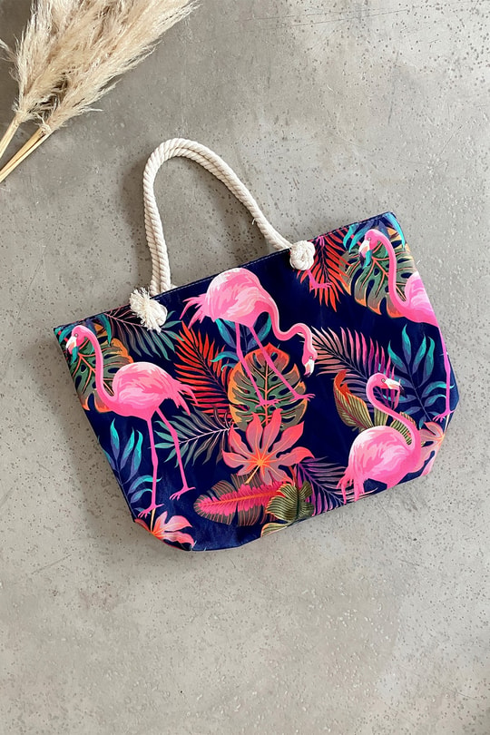 Flamingo Leaf Plaj Çantası Pembe