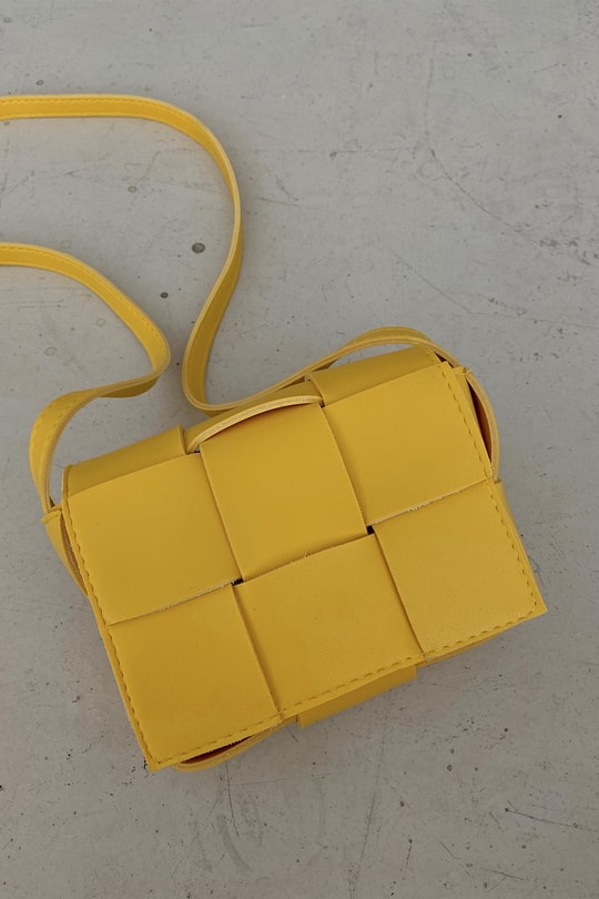 Kapitone Mini Çanta Sarı
