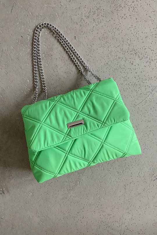 Quilted Kapitone Çanta Neon Yeşil