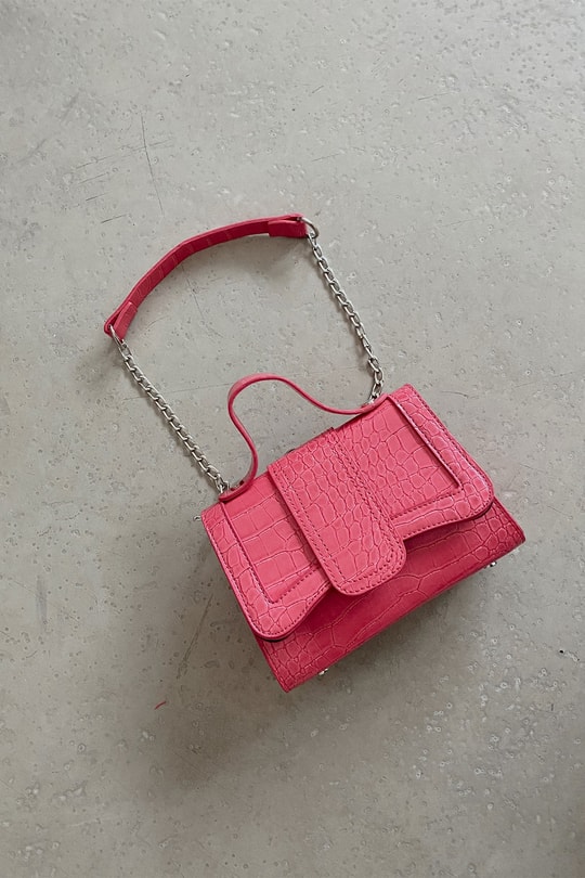 Timsah Desen Kapaklı Çanta Pembe