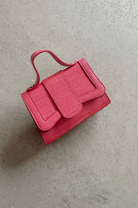 Timsah Desen Kapaklı Çanta Pembe