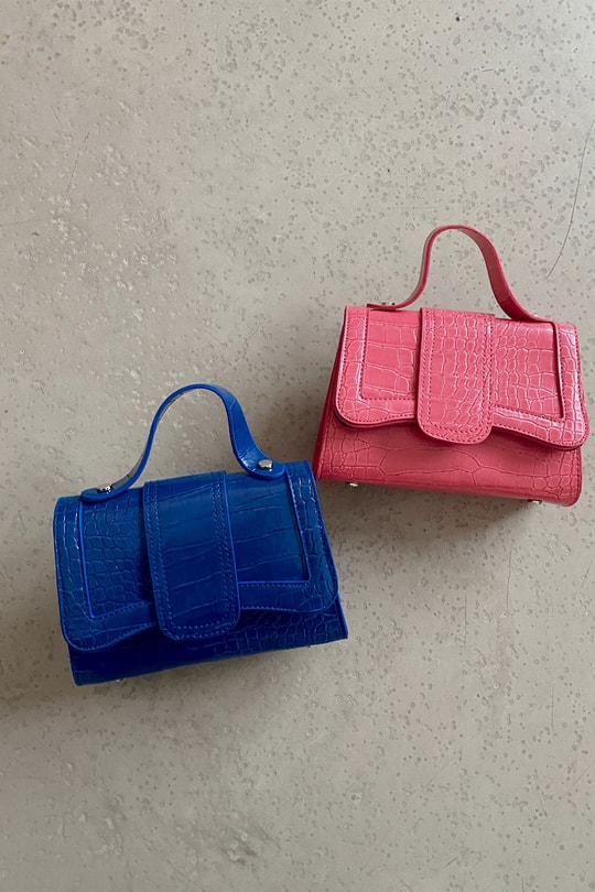 Timsah Desen Kapaklı Çanta Pembe