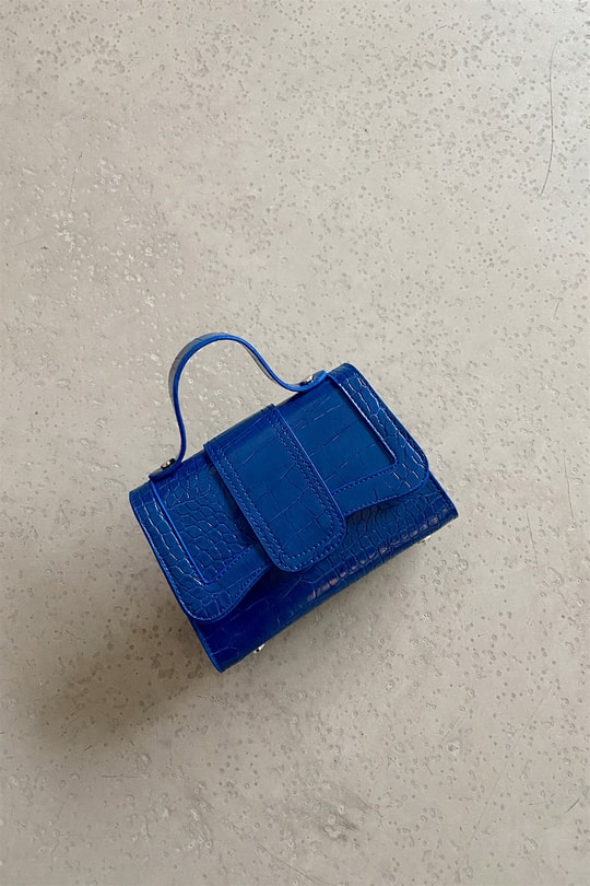 Timsah Desen Kapaklı Çanta Saks Mavisi