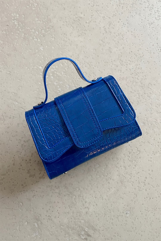 Timsah Desen Kapaklı Çanta Saks Mavisi