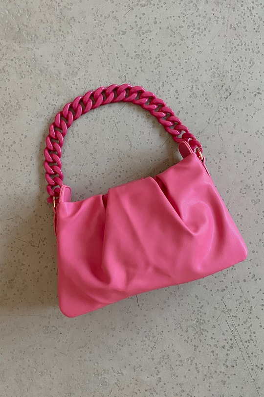 Zincir Örgü Askılı Mia Çanta Pembe