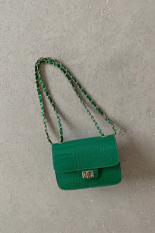 Zipper Crocco Çanta Yeşil
