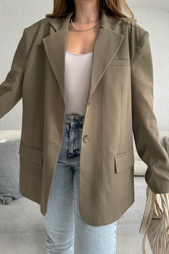 Blazer Kruvaze Ceket Haki
