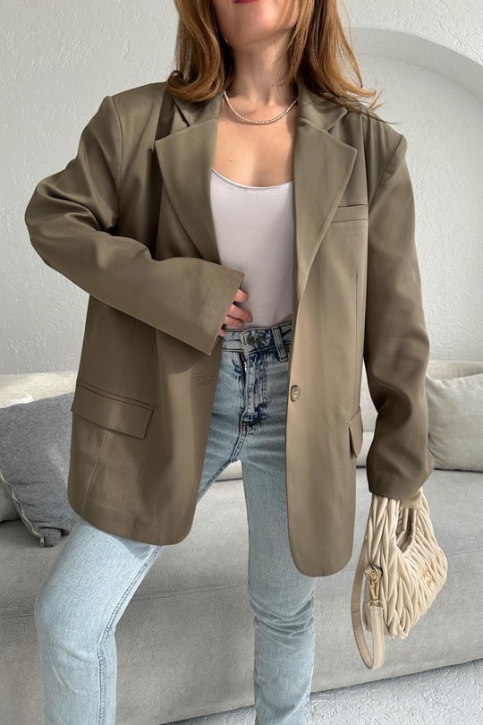 Blazer Kruvaze Ceket Haki