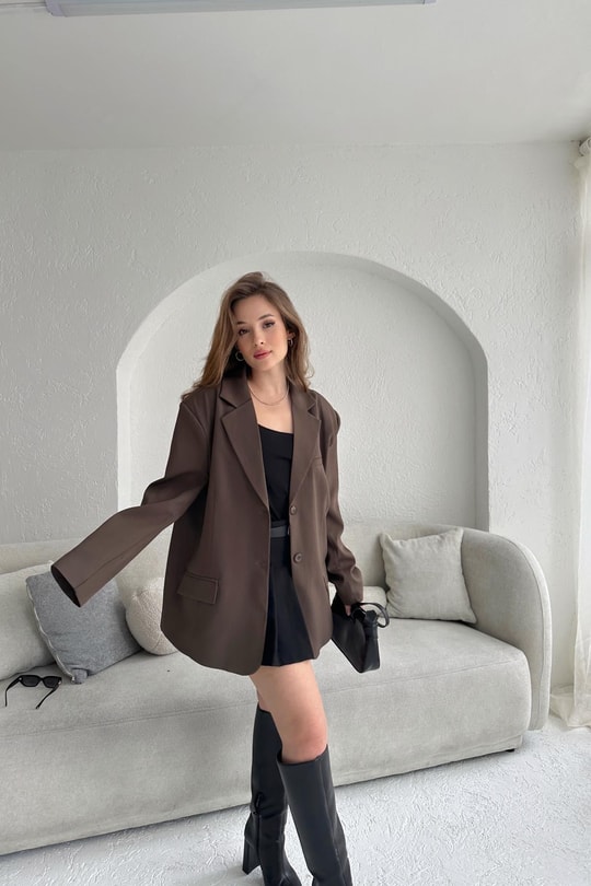 Blazer Kruvaze Ceket Kahve