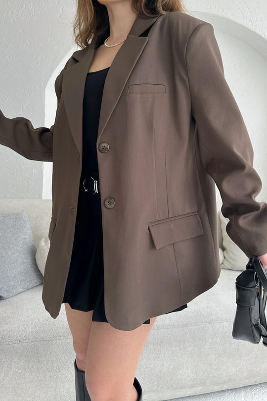 Blazer Kruvaze Ceket Kahve