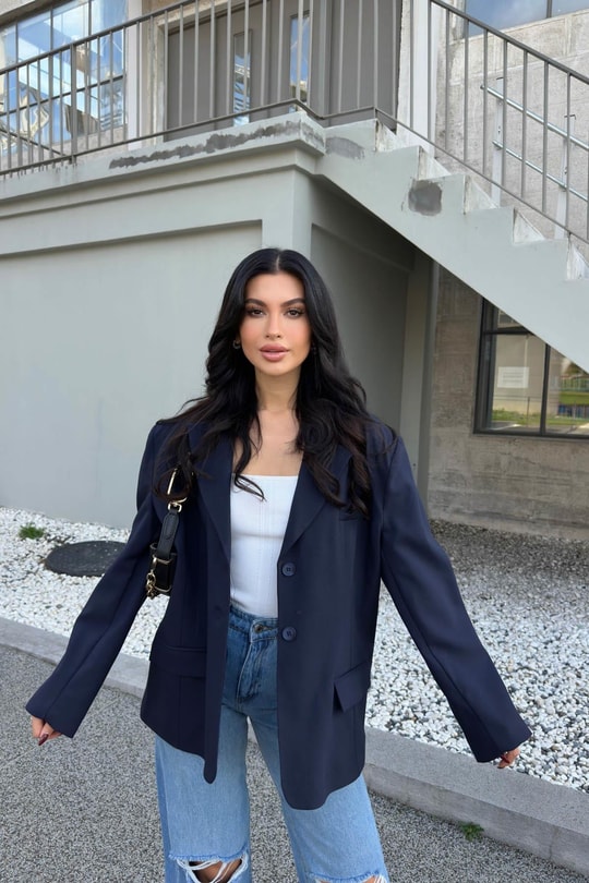 Blazer Kruvaze Ceket Lacivert