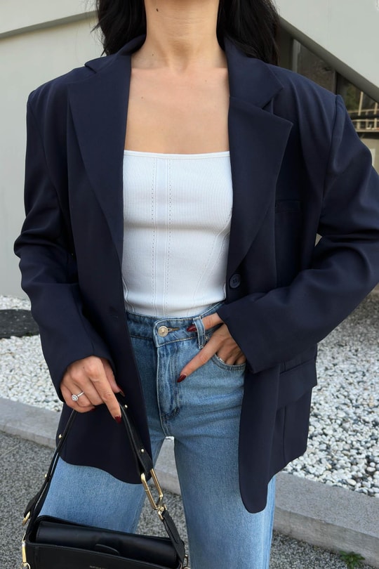 Blazer Kruvaze Ceket Lacivert