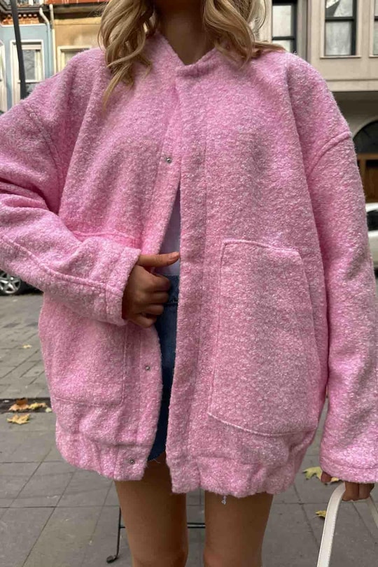 Buklet Bomber Ceket Pembe