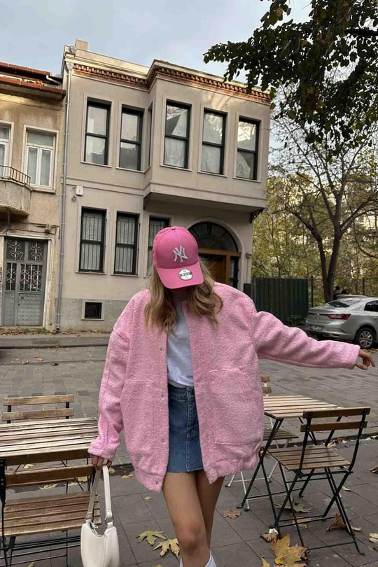 Buklet Bomber Ceket Pembe