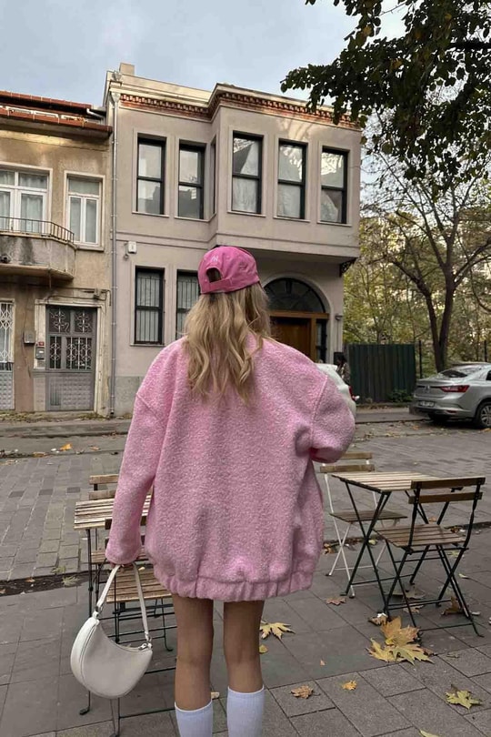 Buklet Bomber Ceket Pembe