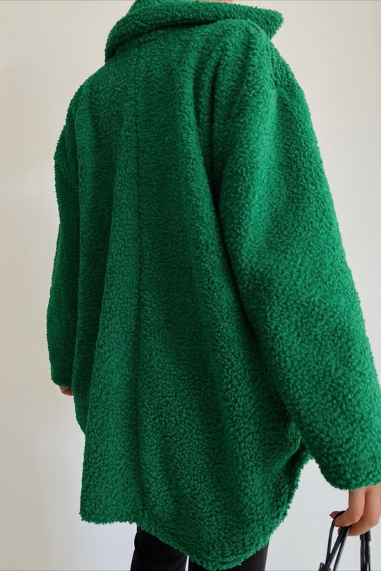 Cepli Peluş Ceket Yeşil