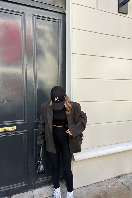 Çift Düğme Çizigili Blazer Ceket Kahve