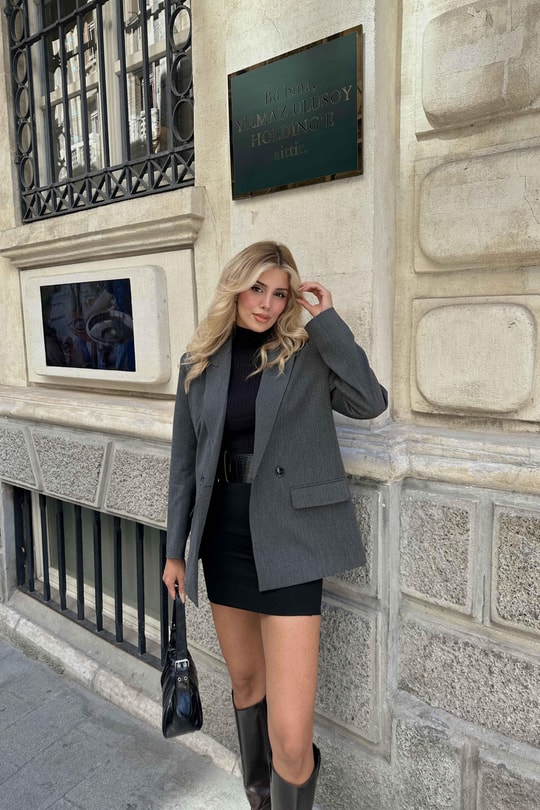 Çift Düğme Premium Blazer Ceket Antrasit