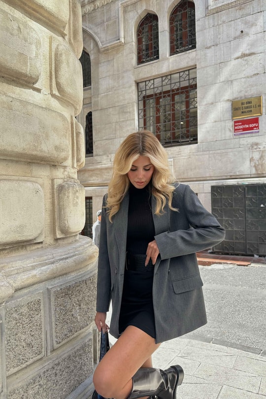 Çift Düğme Premium Blazer Ceket Antrasit