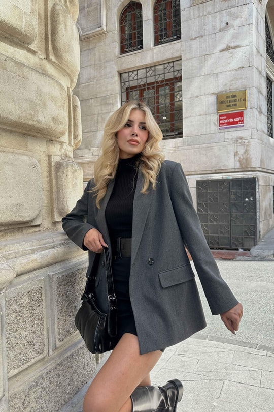 Çift Düğme Premium Blazer Ceket Antrasit
