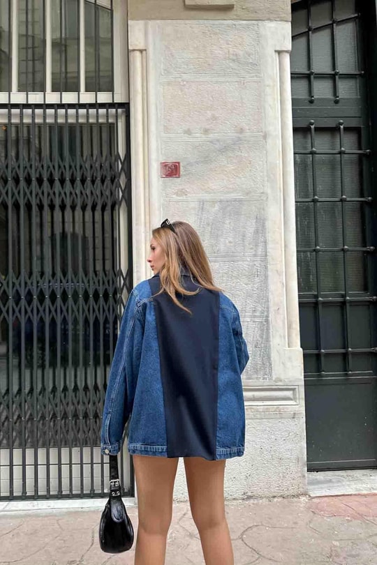 Denim Detay Blazer Ceket Mavi