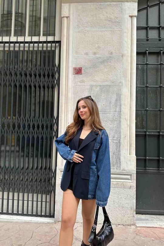 Denim Detay Blazer Ceket Mavi