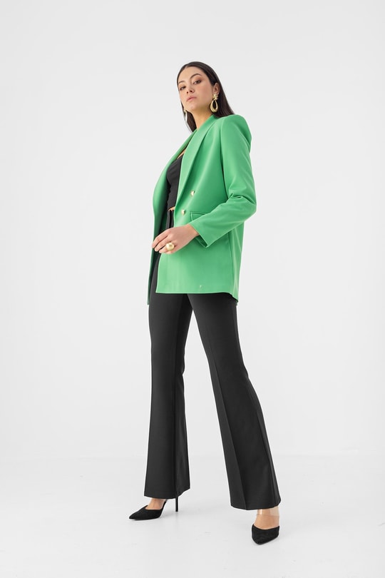 Gold Düğme Blazer Ceket Yeşil