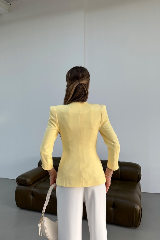 Gold Düğmeli Princess Blazer Sarı