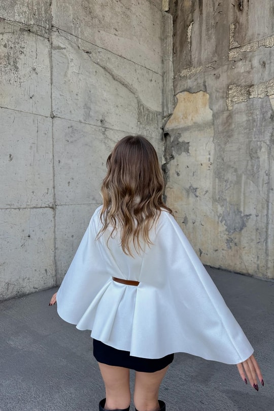 Kaşe Butterfly Ceket Beyaz