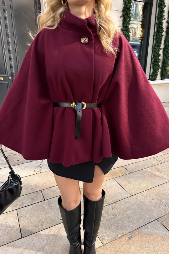 Kaşe Butterfly Ceket Bordo