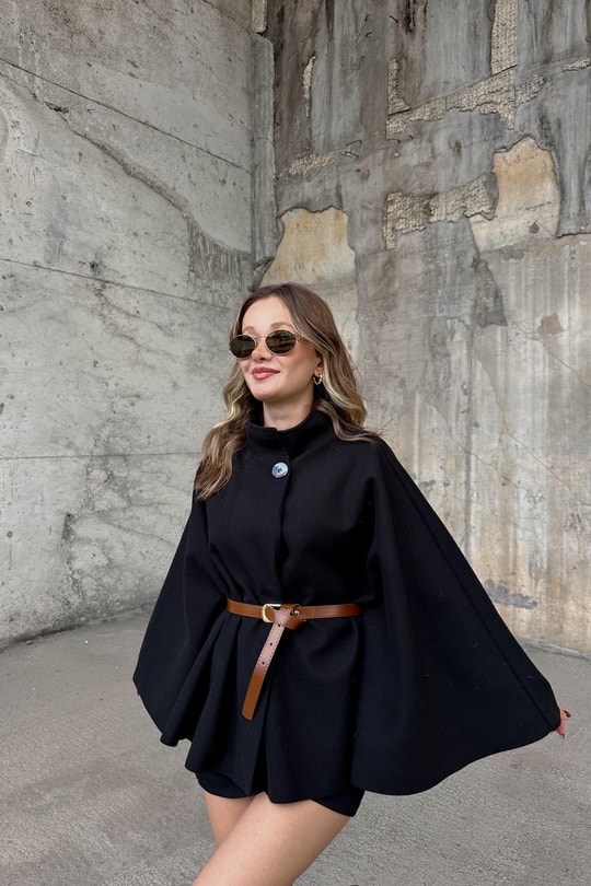 Kaşe Butterfly Ceket Siyah