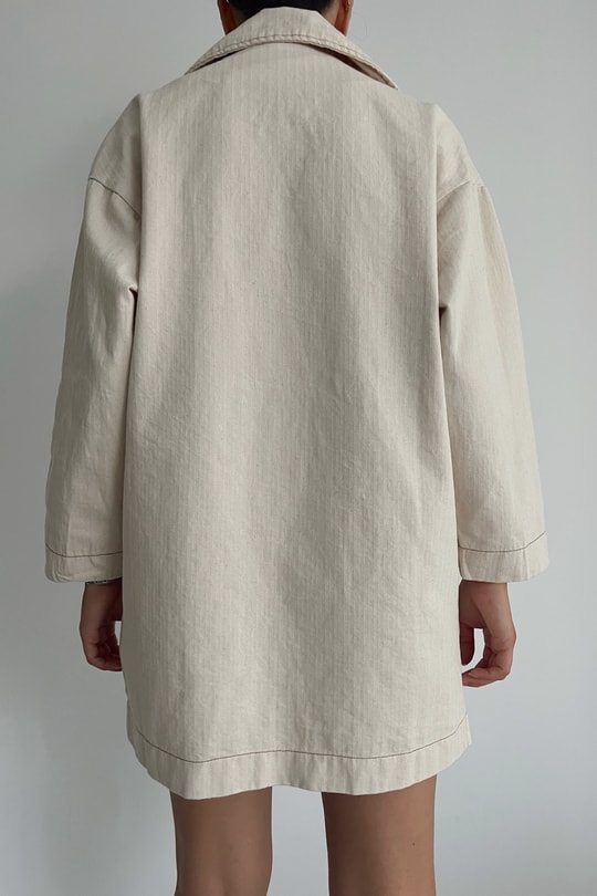 Kemik Düğme Oversize Ceket Taş