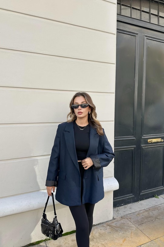Kolu Yamalı Ceket Lacivert