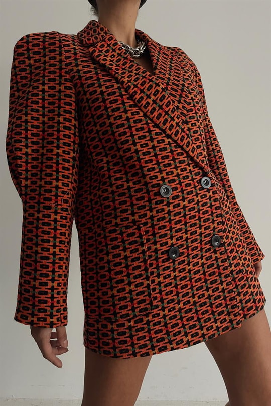 Kruvaze Colorful Blazer Ceket Oranj