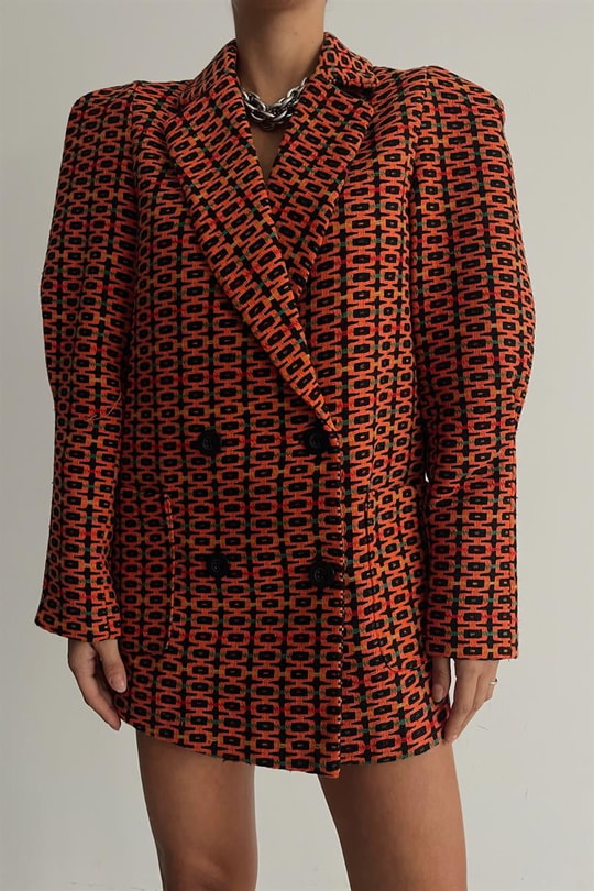 Kruvaze Colorful Blazer Ceket Oranj