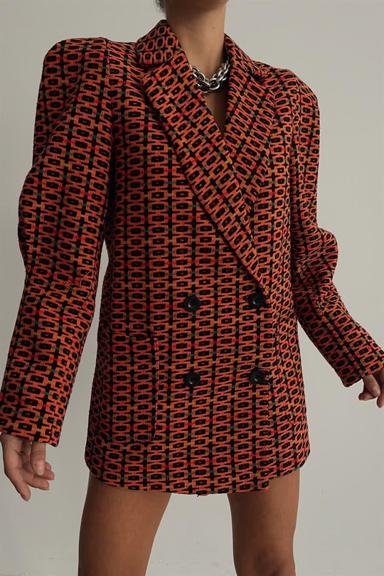 Kruvaze Colorful Blazer Ceket Oranj