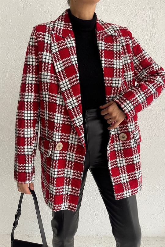 Kruvaze Tüvit Rhona Blazer Ceket Kırmızı