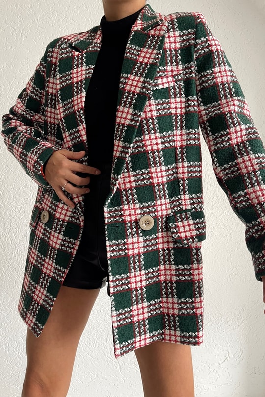 Kruvaze Tüvit Rhona Blazer Ceket Yeşil