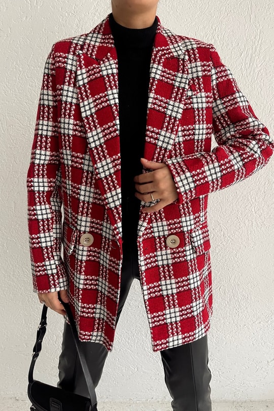 Kruvaze Tüvit Rhona Blazer Ceket Kırmızı