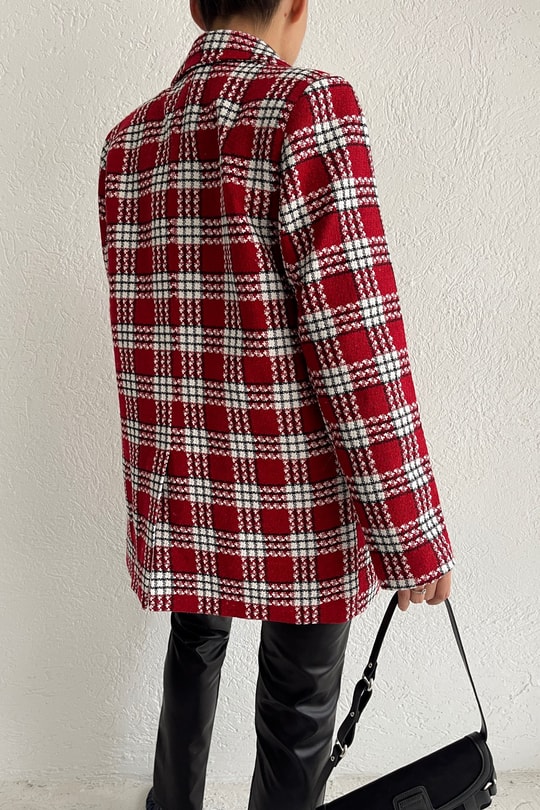 Kruvaze Tüvit Rhona Blazer Ceket Kırmızı