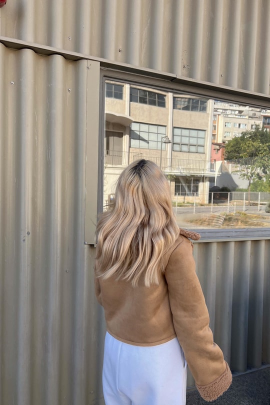Kürklü Süet Crop Ceket Vizon