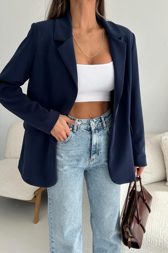 Modal Blazer Ceket Lacivert