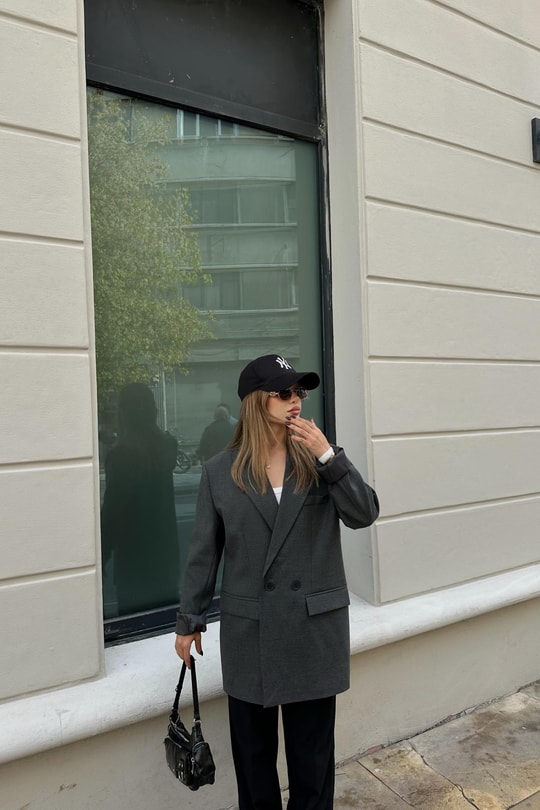 Orj Marka Çift Düğme Blazer Antrasit