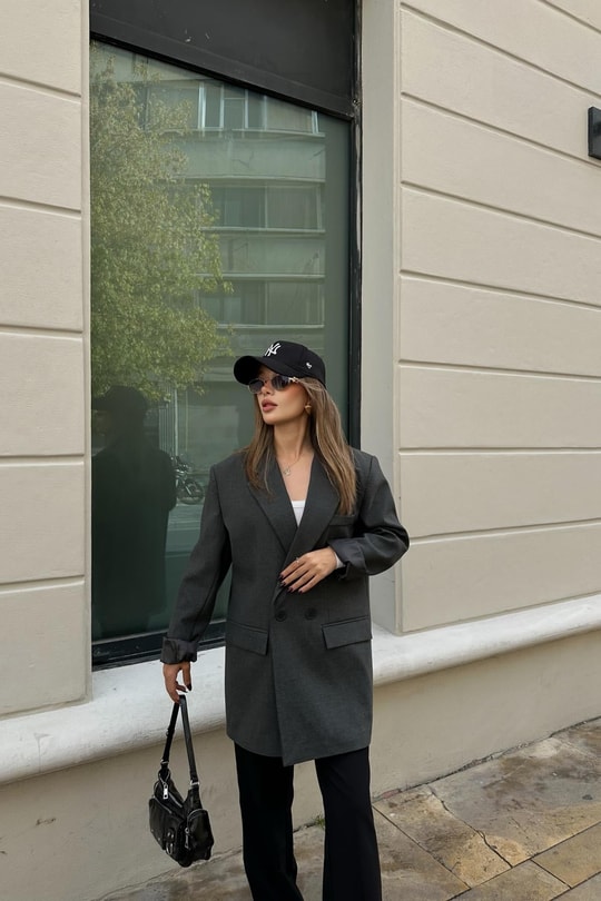 Orj Marka Çift Düğme Blazer Antrasit