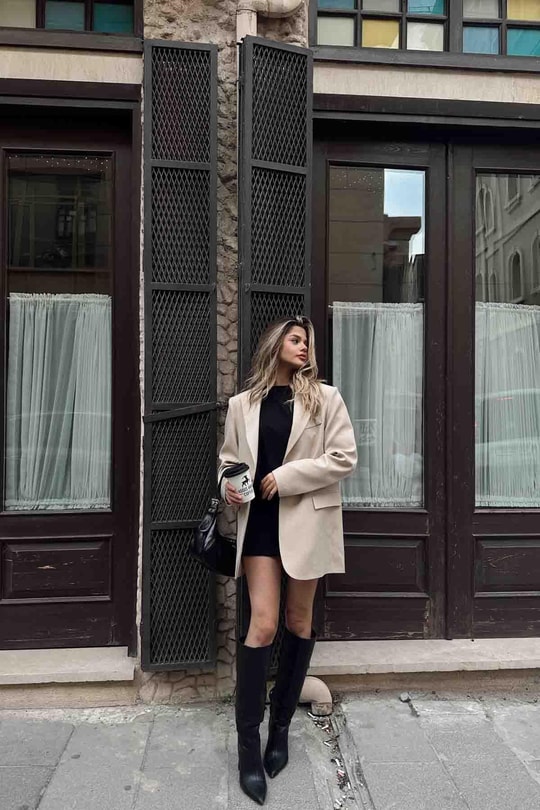 Oversize Blazer Ceket Bej