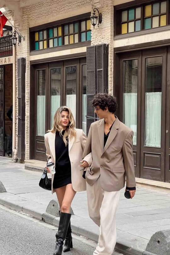 Oversize Blazer Ceket Bej
