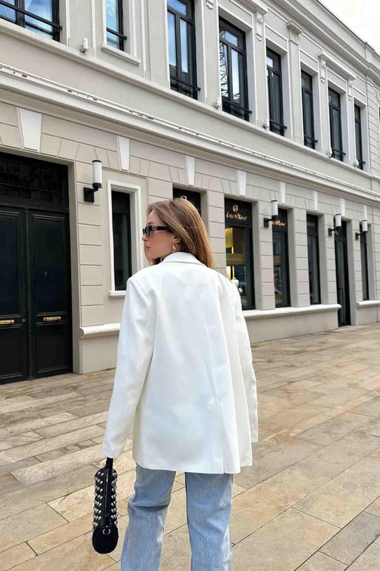 Oversize Blazer Ceket Beyaz