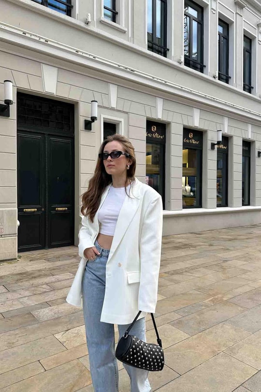 Oversize Blazer Ceket Beyaz